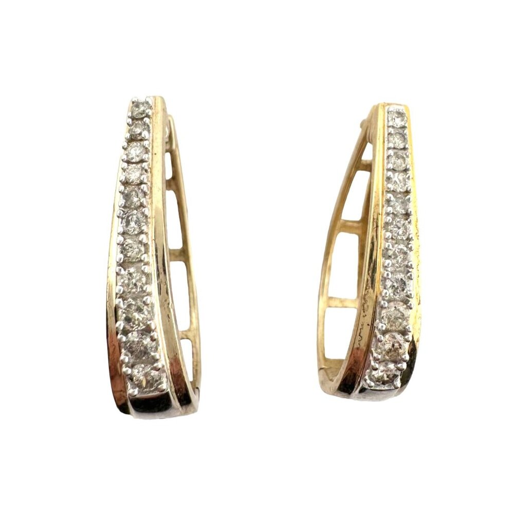 Stunning and Elegant 1/2 ct Diamond Earrings - Sterling Silver w 14kt goldplate
